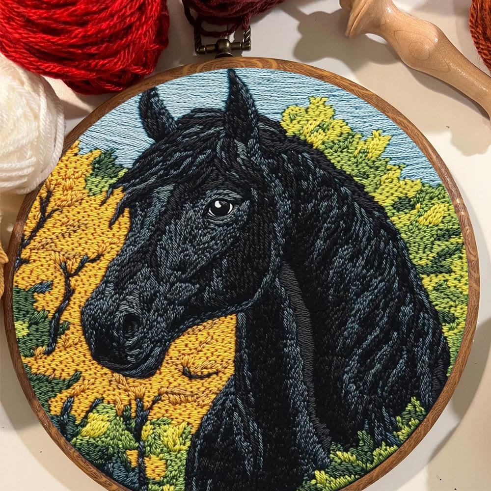 Black Horse Punch Needle Kit - Diy Animal Handmade Crfat | Perfect Home Ornament  - image 5