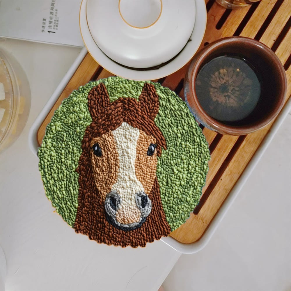 Brown Pony Punch Needle Kit - Lovely Animal Handicraft | Creative Festival Gift  - 5 inch Coaster Kit - image 12