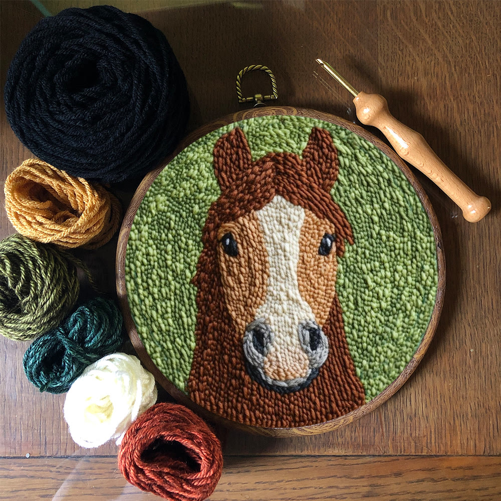 Brown Pony Punch Needle Kit - Lovely Animal Handicraft | Creative Festival Gift  - image 3