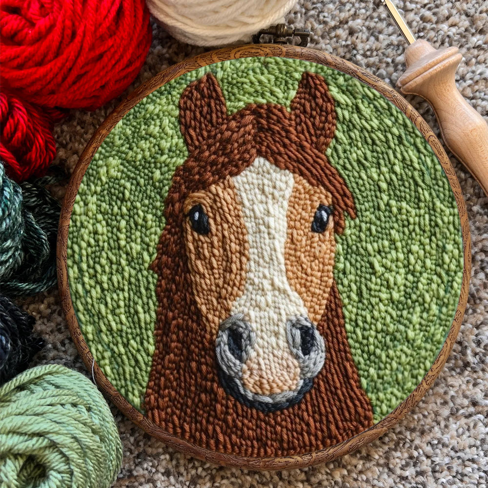 Brown Pony Punch Needle Kit - Lovely Animal Handicraft | Creative Festival Gift  - image 2
