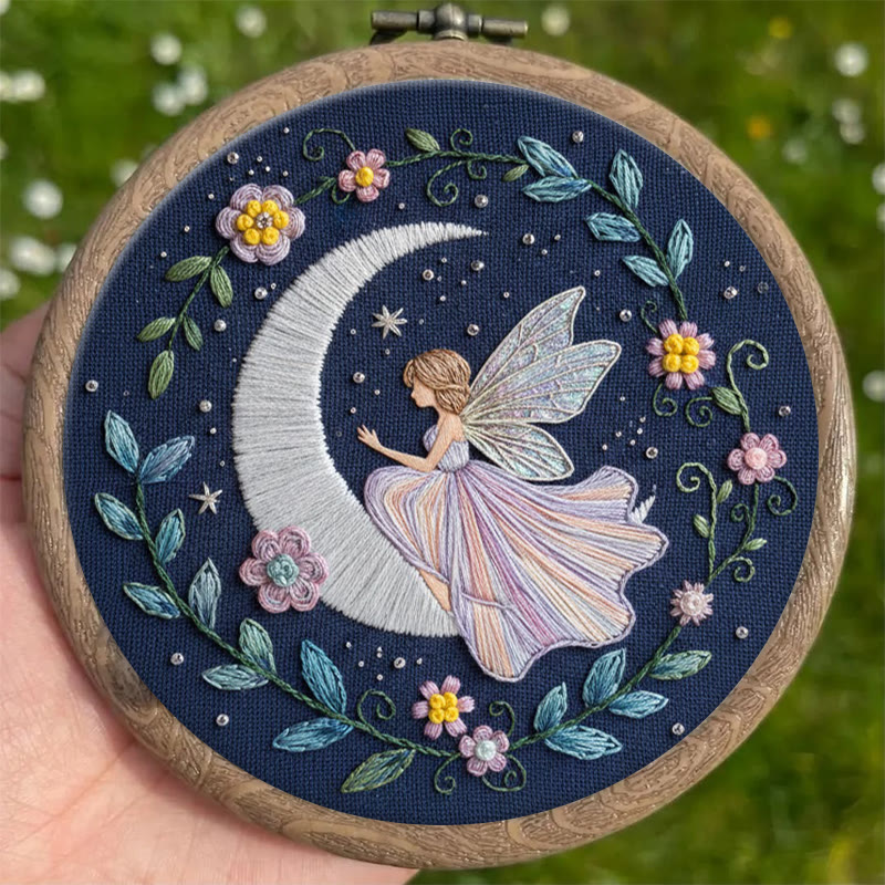 Rubbyoo Embroidery Kit - Fairy And Moon |  Celestial Needle Art | Unique Handmade Craft  - image 2