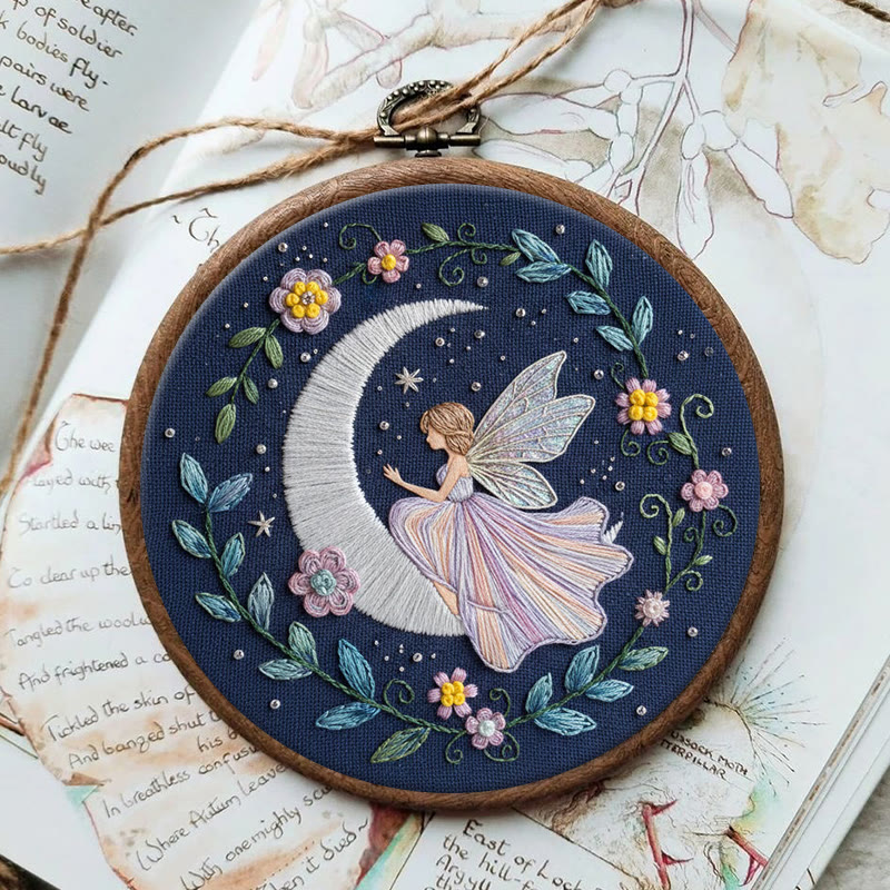 Rubbyoo Embroidery Kit - Fairy And Moon |  Celestial Needle Art | Unique Handmade Craft  - image 4