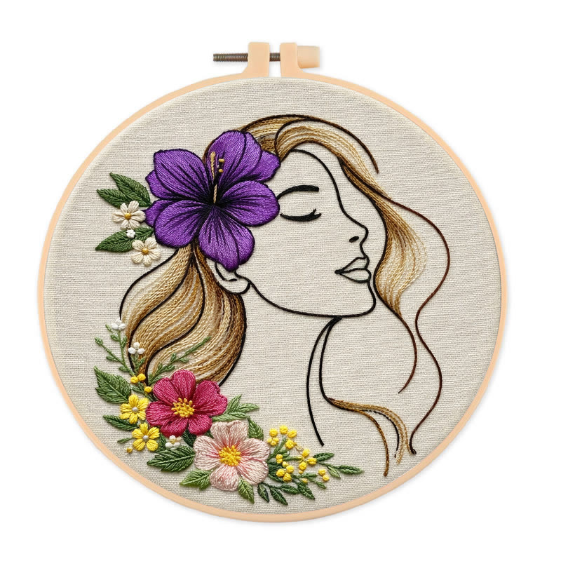 Rubbyoo Embroidery Kit - Gorgeous Woman | Modern Stitch Patten | Perfect Gift For Her - 20*20cm - image 1