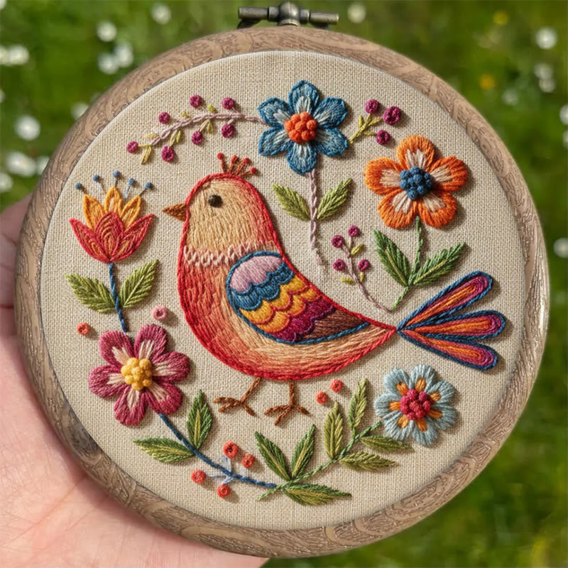 Rubbyoo Embroidery Kit - Bird And Flower | Diy Handmade Needlepoint  | Perfect For Beginners - image 2