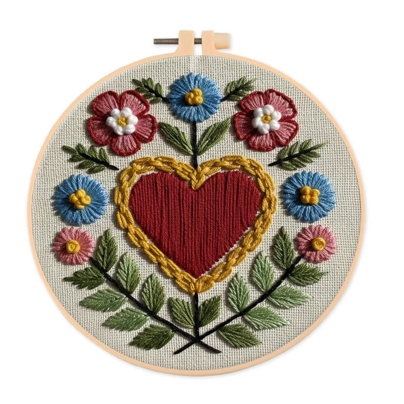 Rubbyoo Embroidery Kit - Charming Heart | Diy Handmade Craft | Nice Gifts For Mom - 20*20cm - image 1
