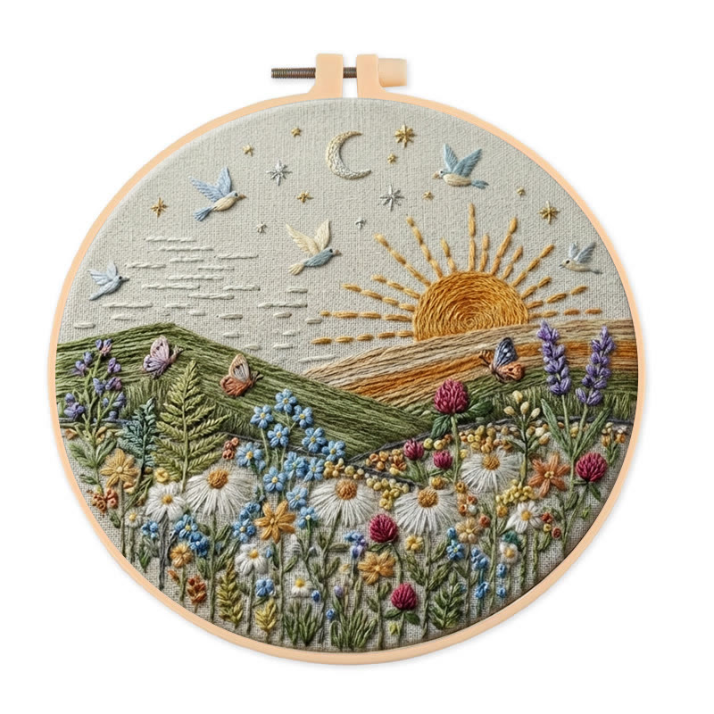 Rubbyoo Embroidery Kit - Beautiful Spring View | Diy Landscape Craft | Perfect Home Ornament - 20*20cm - image 1