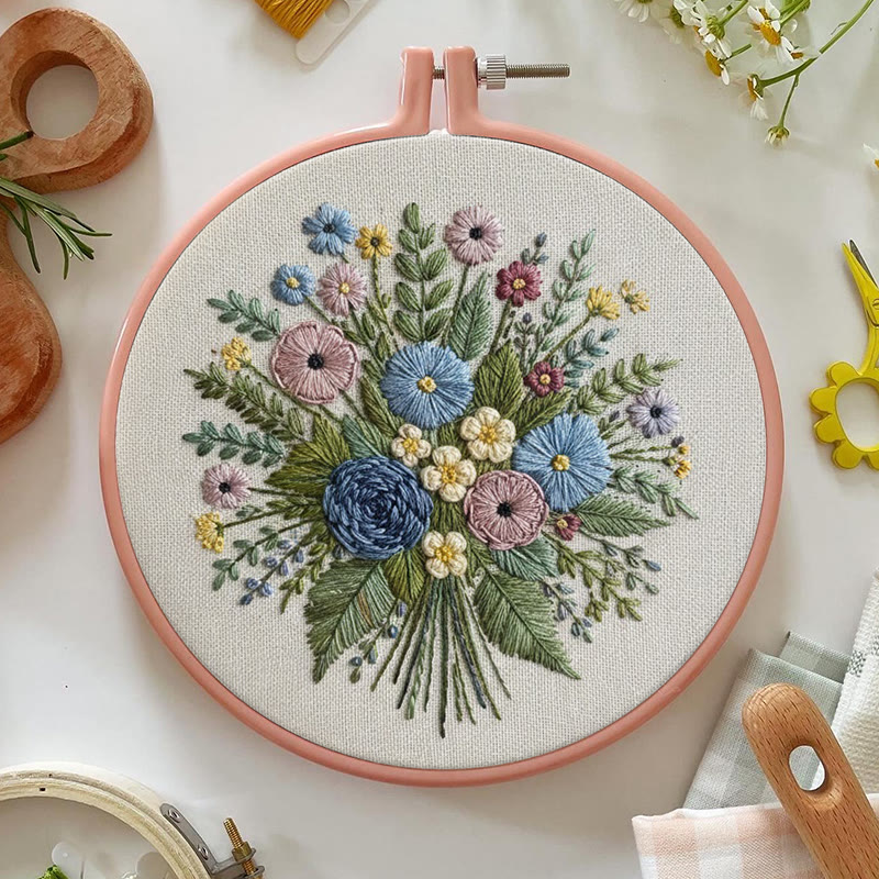 Rubbyoo Embroidery Kit - Wildflower Bouquet | Blooming Handmade Art | Spring Stitch Pattern - image 2