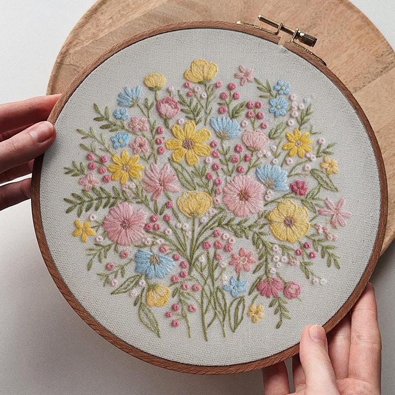 Rubbyoo Embroidery Kit - Colourful Flowers | Easy Stitch Craft | Unique Handmade Gift For Her - image 9