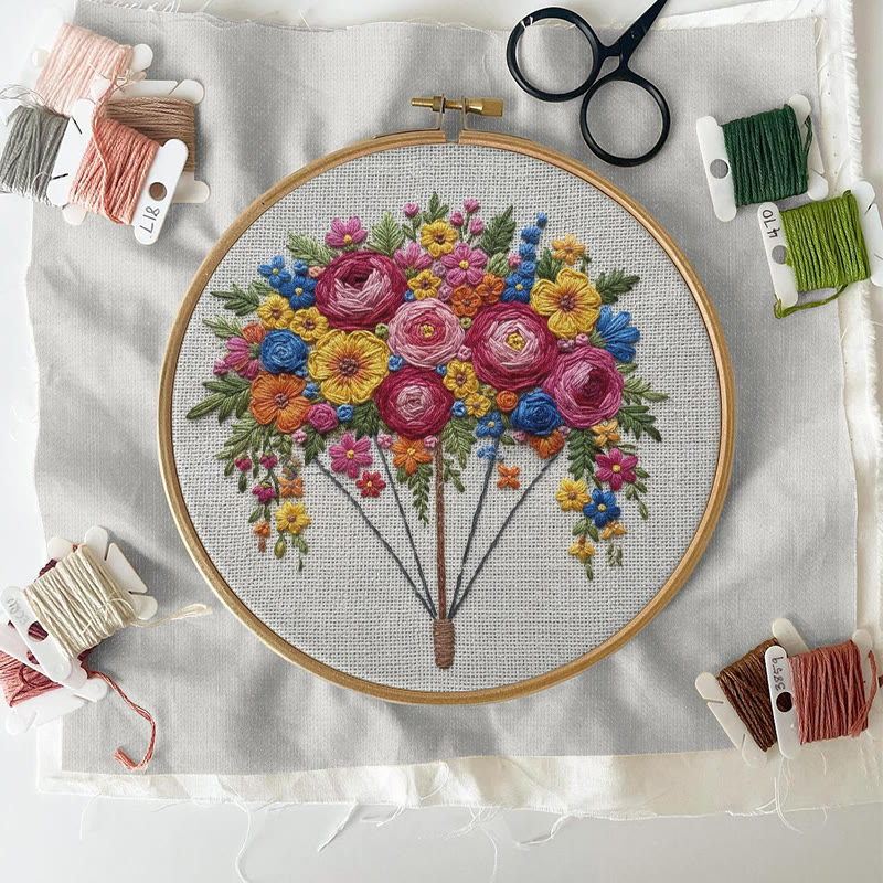 Rubbyoo Embroidery Kit - Blooming Bouquet | Diy Floral Collection | Nice Handmade Art - image 4