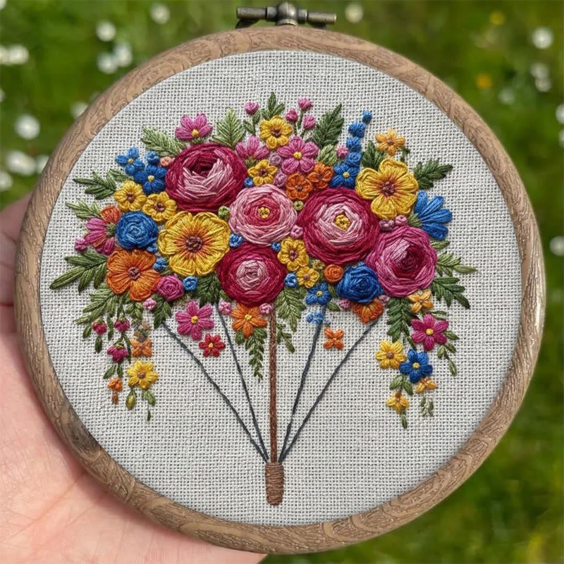 Rubbyoo Embroidery Kit - Blooming Bouquet | Diy Floral Collection | Nice Handmade Art - image 3