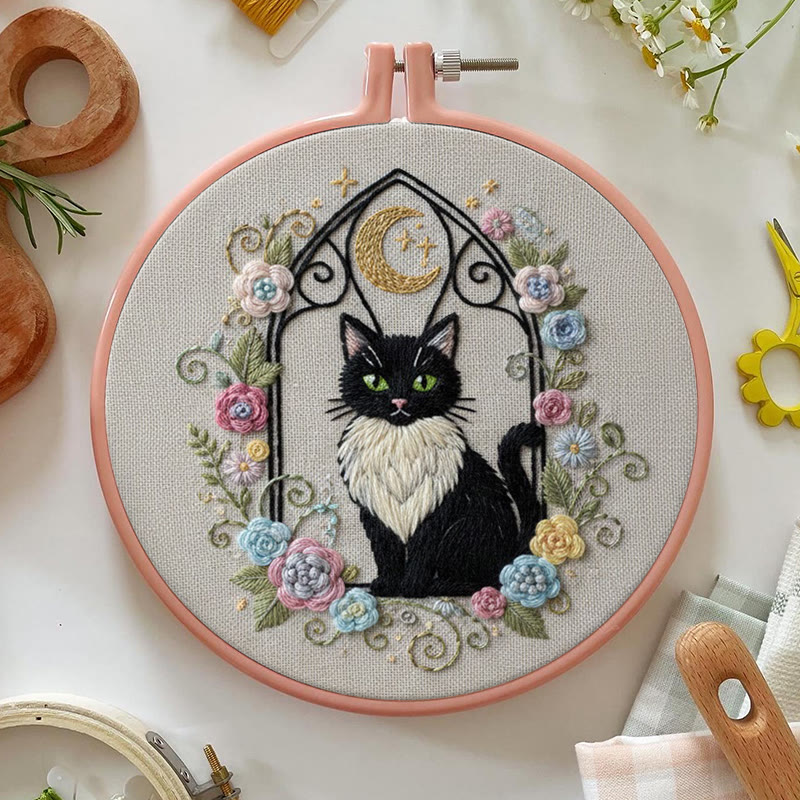 Rubbyoo Embroidery Kit - Celestial Kitten | Handmade Gift For Cat Lovers | Unique Needle Craft - image 3