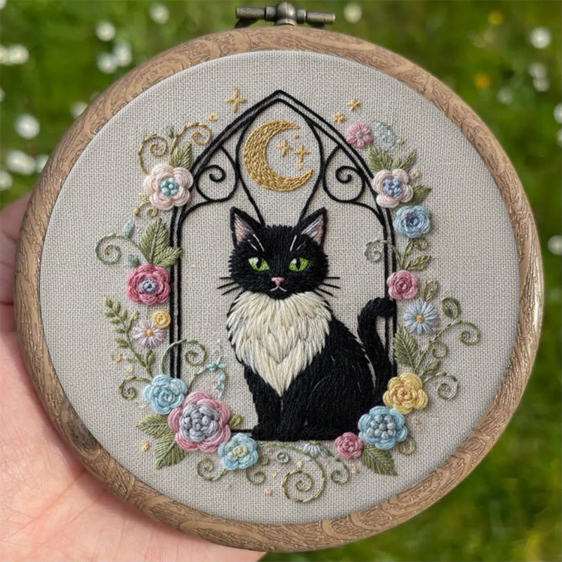 Rubbyoo Embroidery Kit - Celestial Kitten | Handmade Gift For Cat Lovers | Unique Needle Craft - image 2