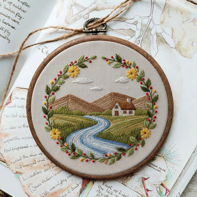 Rubbyoo Embroidery Kit - Village View | Diy Landscape Art | Landscape For Starter - image 5