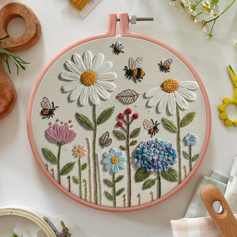 Rubbyoo Embroidery Kit - Spring Daisy | Easy Stitch Pattern | Ideal For Decoration - image 3