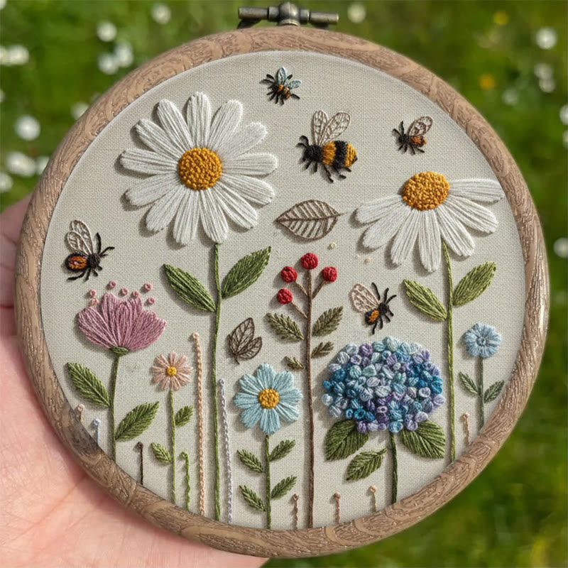 Rubbyoo Embroidery Kit - Spring Daisy | Easy Stitch Pattern | Ideal For Decoration - image 2