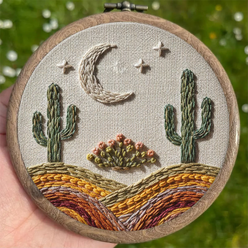 Rubbyoo Embroidery Kit - Night Cactus | Beginner-friendly Needle Art | Diy Home Decor - image 2