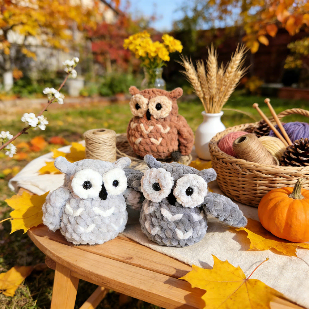 Diy Handmade Owl Series Crochet Kit - Plush Toy Set | Sewing Handicraft For Kids - image 1