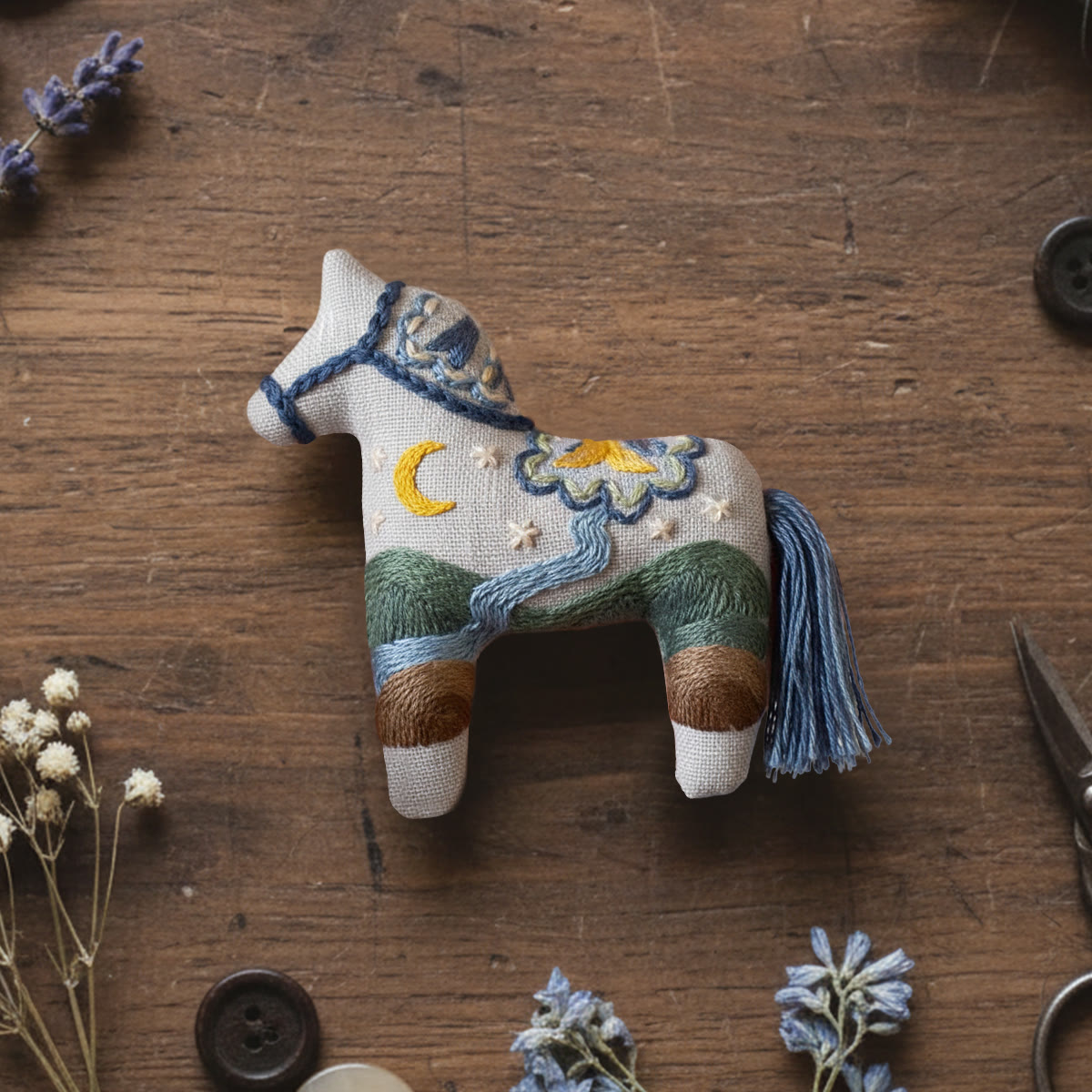 Rubbyoo Horse Embroidery Kit - Shining Night | Creative Landscape Craft | Diy Car Pendant - image 1