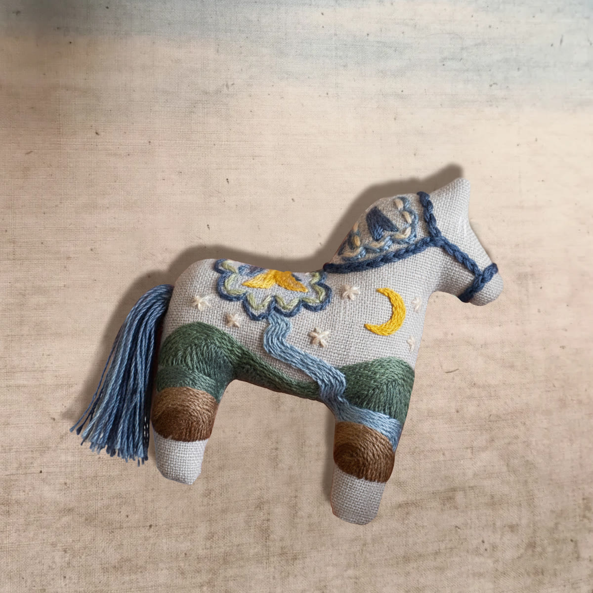 Rubbyoo Horse Embroidery Kit - Shining Night | Creative Landscape Craft | Diy Car Pendant - 6 inches hoop kit - image 2