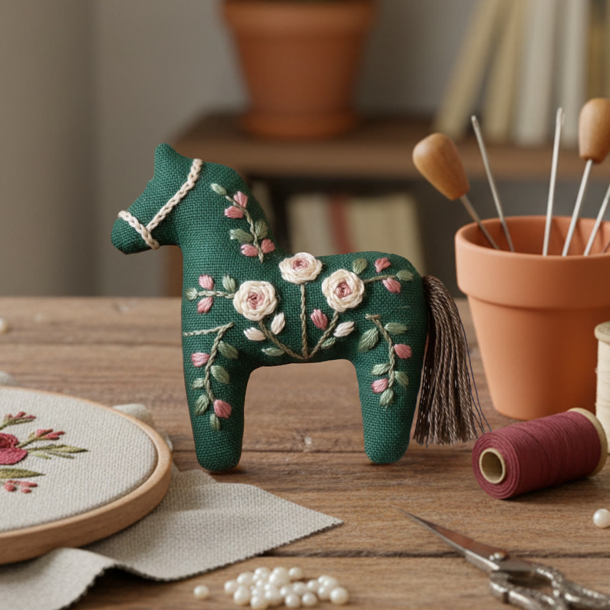 Rubbyoo Horse Embroidery Kit - Little Flower | Easy Handmade Art | New Year Pendant - image 3