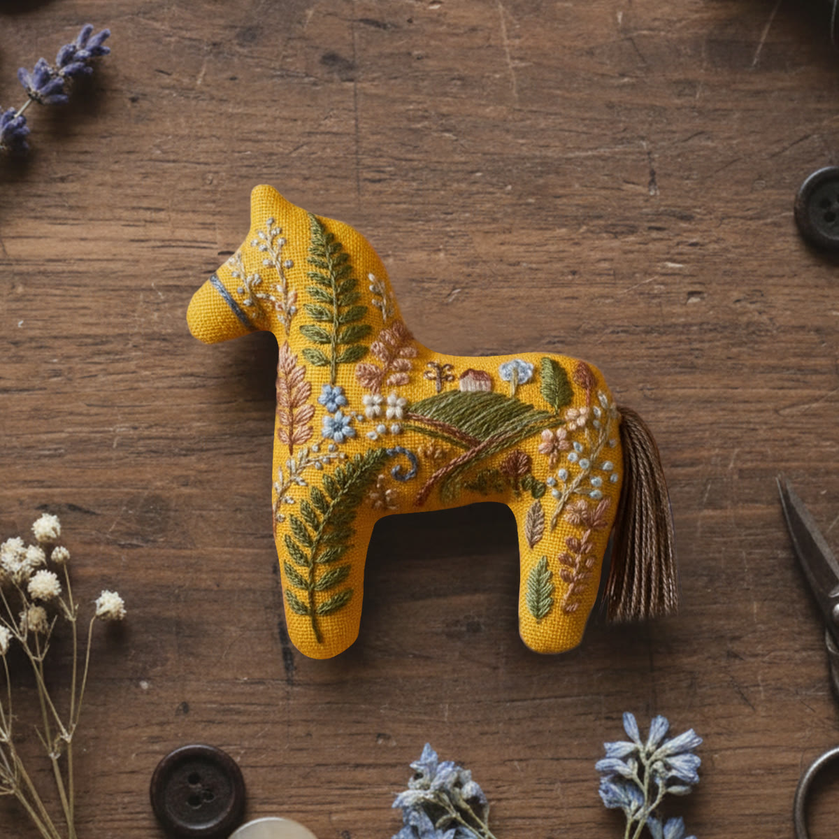 Rubbyoo Horse Embroidery Kit - Village Forest | Diy Hanging Art | Perfect For Handmade Lovers - 6 inches hoop kit - image 1