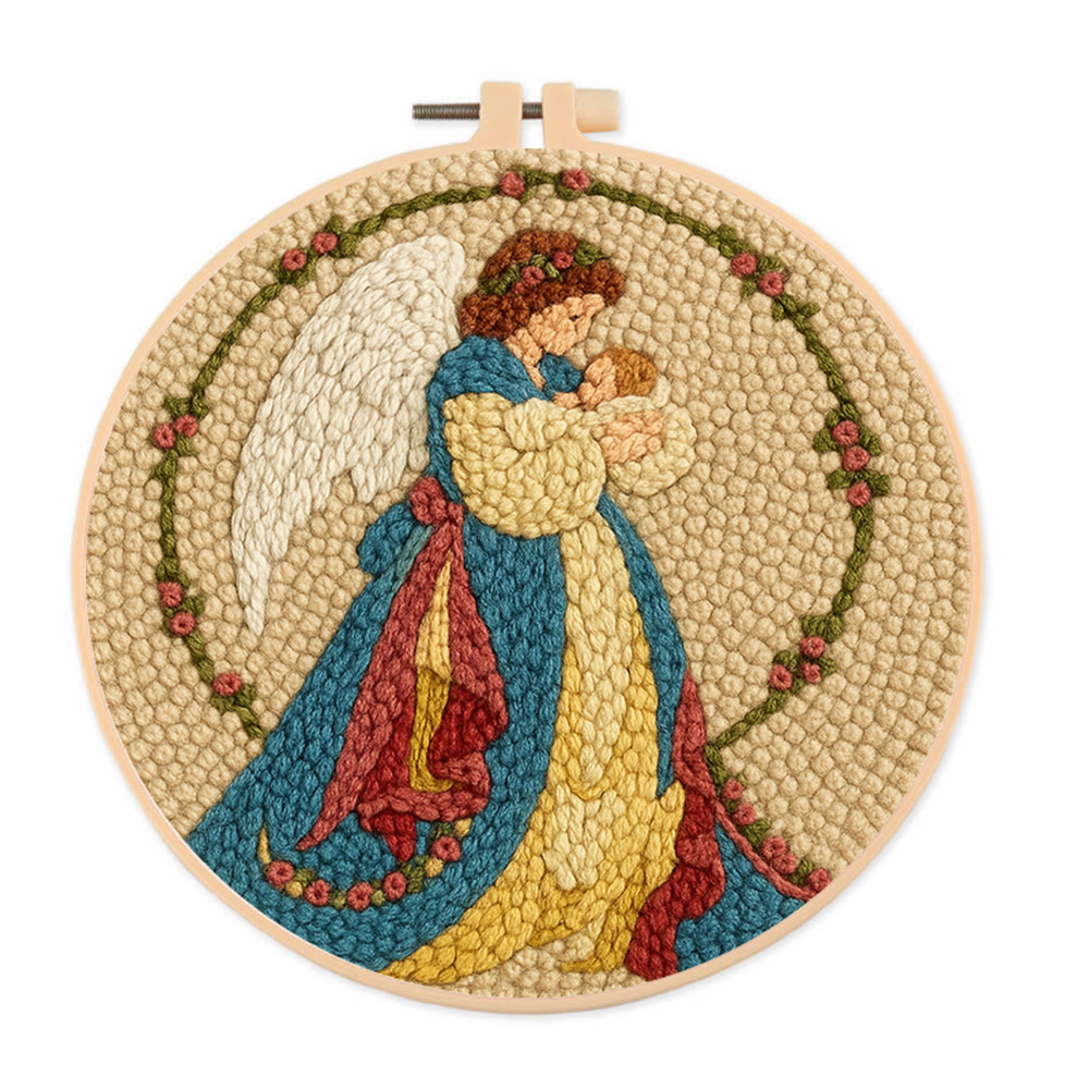 Birth Of Jesus Punch Needle Kit - Bible Wall Art | Holy Christmas Decor - 8 inch Hoop Kit - image 1