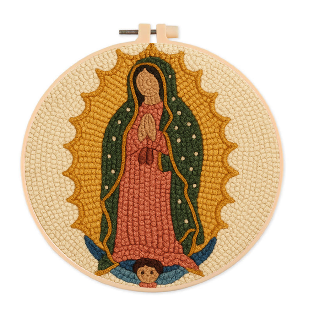  Praying Women Punch Needle Kit - Easy Handmade Art | Stitch Wall Hanging - 8 inch Hoop Kit - image 1