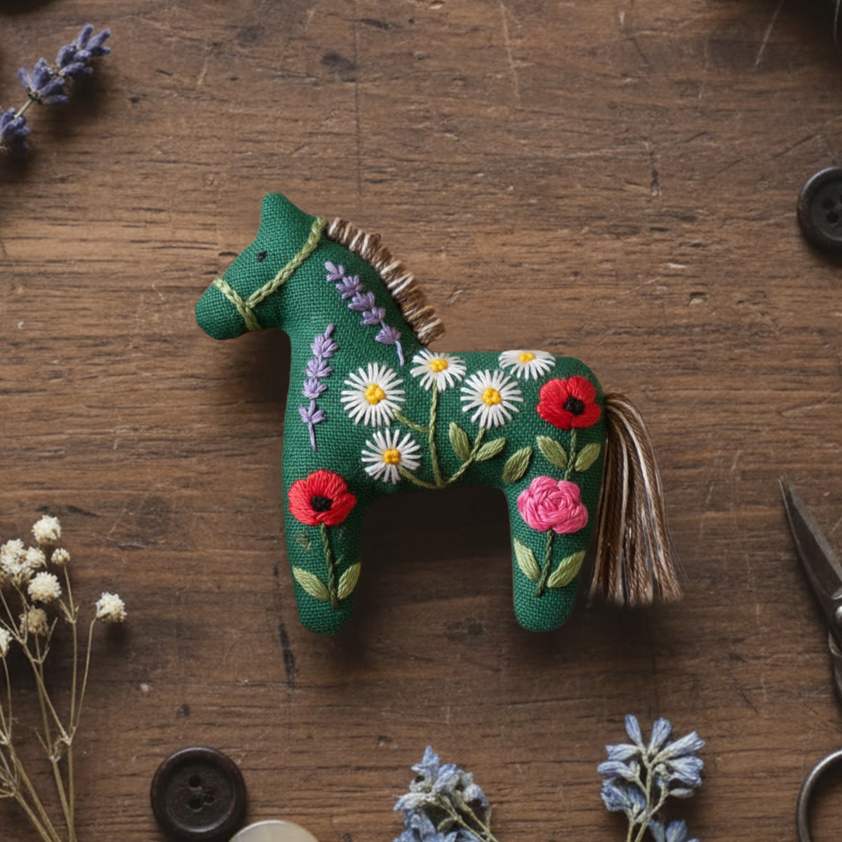 Rubbyoo Horse Embroidery Kit - Colourful Flower | Great Handmade Gifts | Creative Home Ornament - 6 inches hoop kit - image 1