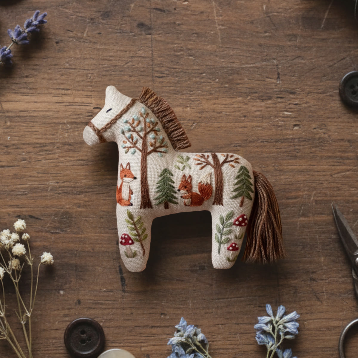 Rubbyoo Horse Embroidery Kit - Fox In Forest | Animal Needle Artwork | Adorable Handmade Craft - 6 inches hoop kit - image 1