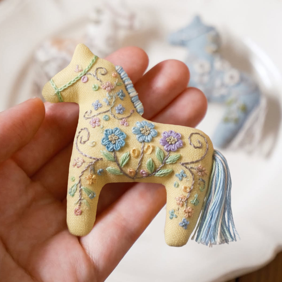 Rubbyoo Horse Embroidery Kit - Blue And Purple Flower | Nice Birthday Gift | Diy Stitch Art - image 2