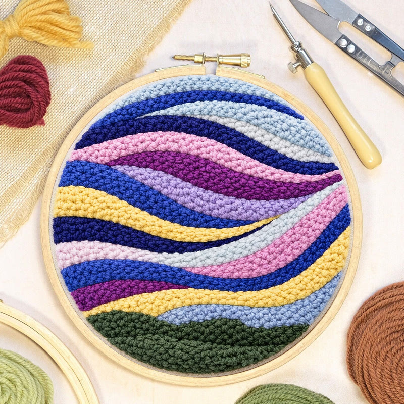 Rainbow Wave Punch Needle Kit - Starter Level Craft | Vibrant Home Piece - image 7