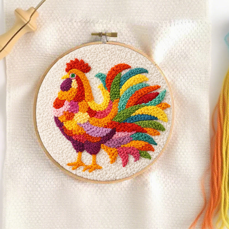 Vivid Rooster Punch Needle Kit - Simple Handcraft | Must-have Gift Option - image 3