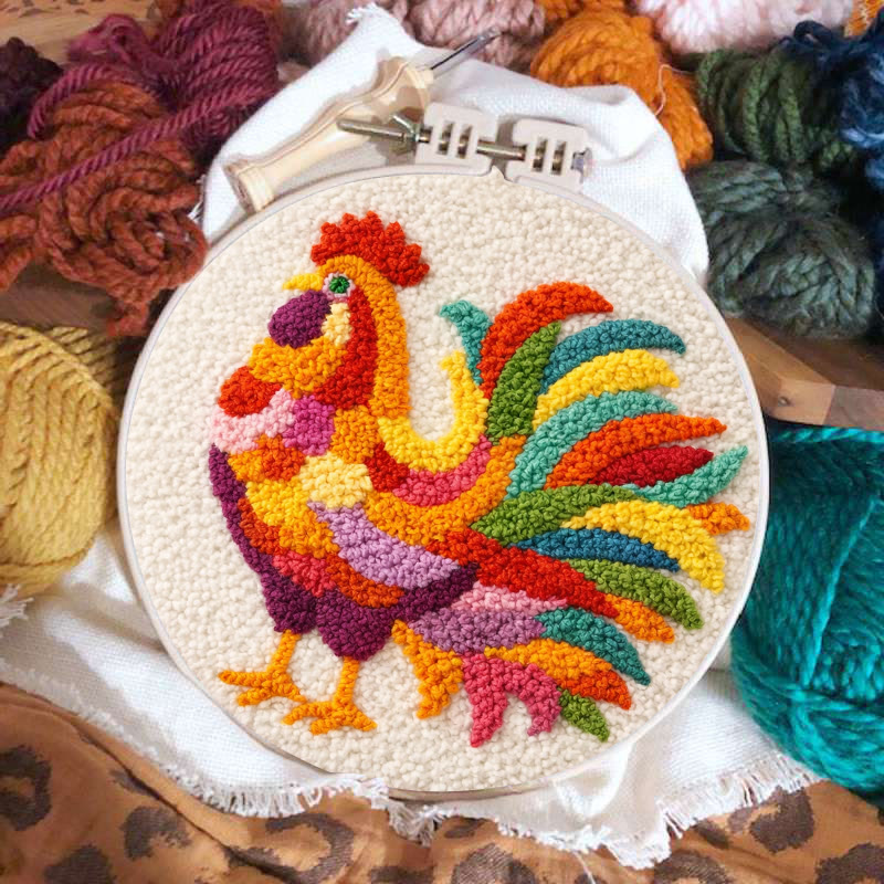 Vivid Rooster Punch Needle Kit - Simple Handcraft | Must-have Gift Option - image 2