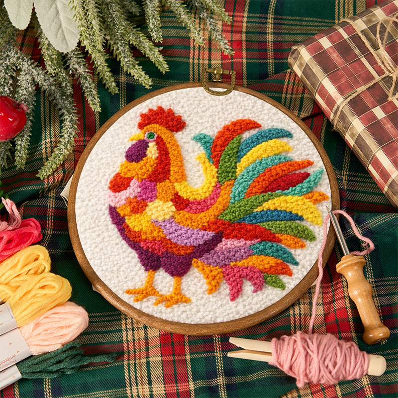 Vivid Rooster Punch Needle Kit - Simple Handcraft | Must-have Gift Option - image 12