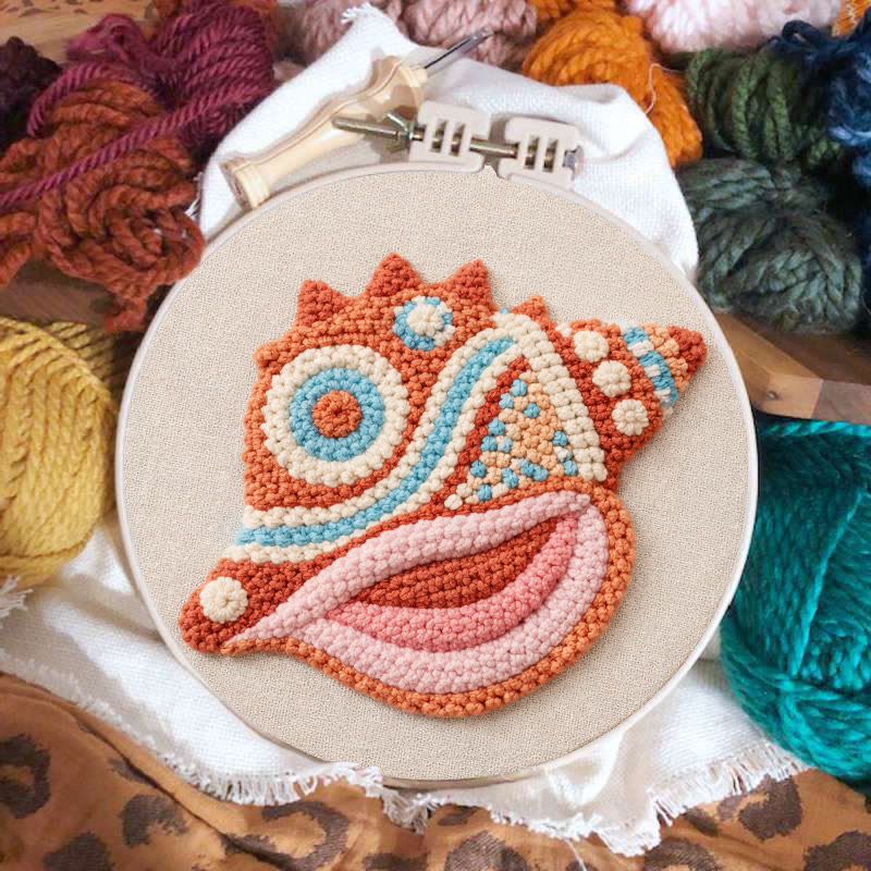 Bohemian Conch Punch Needle Kit - Beginner Suited Craft | Unique Home Accent - image 2