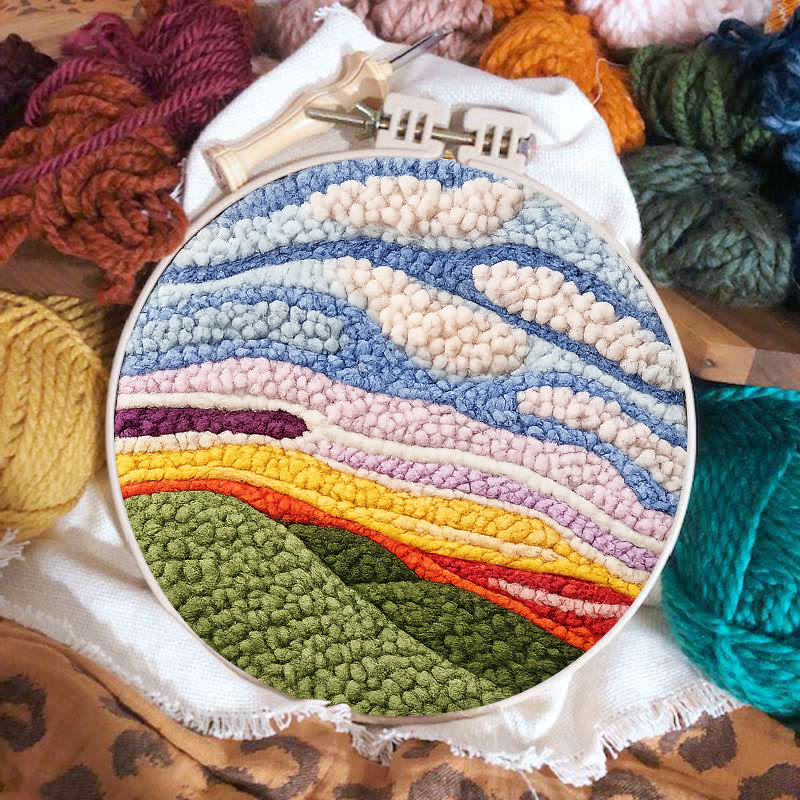 Sunset Mountain Landscape Punch Needle Kit - Relaxing Craft Project | Cozy Home Touch - image 2