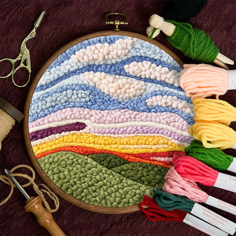 Sunset Mountain Landscape Punch Needle Kit - Relaxing Craft Project | Cozy Home Touch - image 11