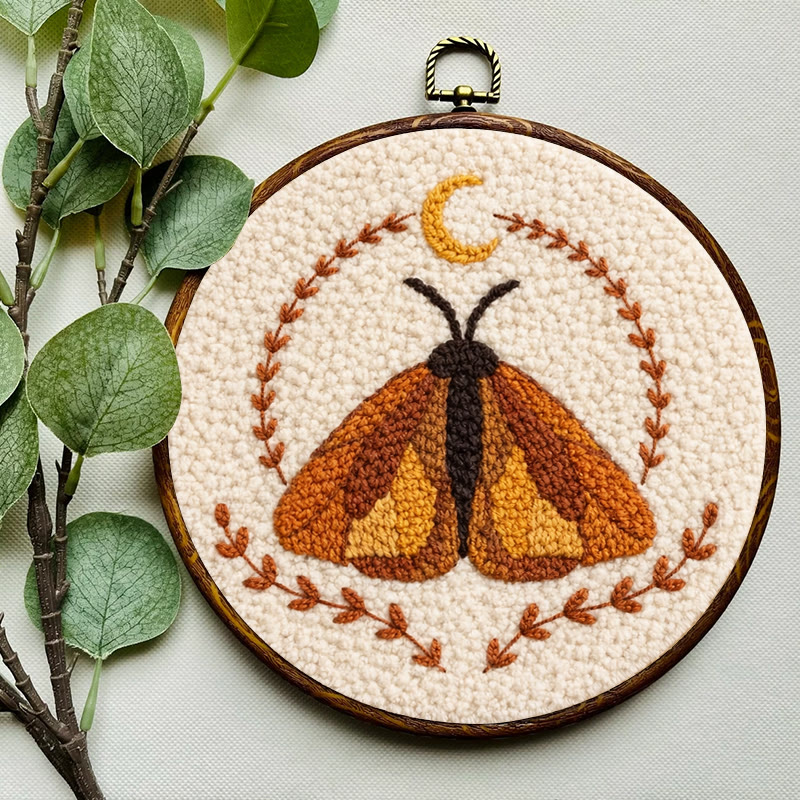 Moon Moth Wreath Punch Needle Kit - Newbie Friendly Diy | Atmospheric Home Decor - image 3