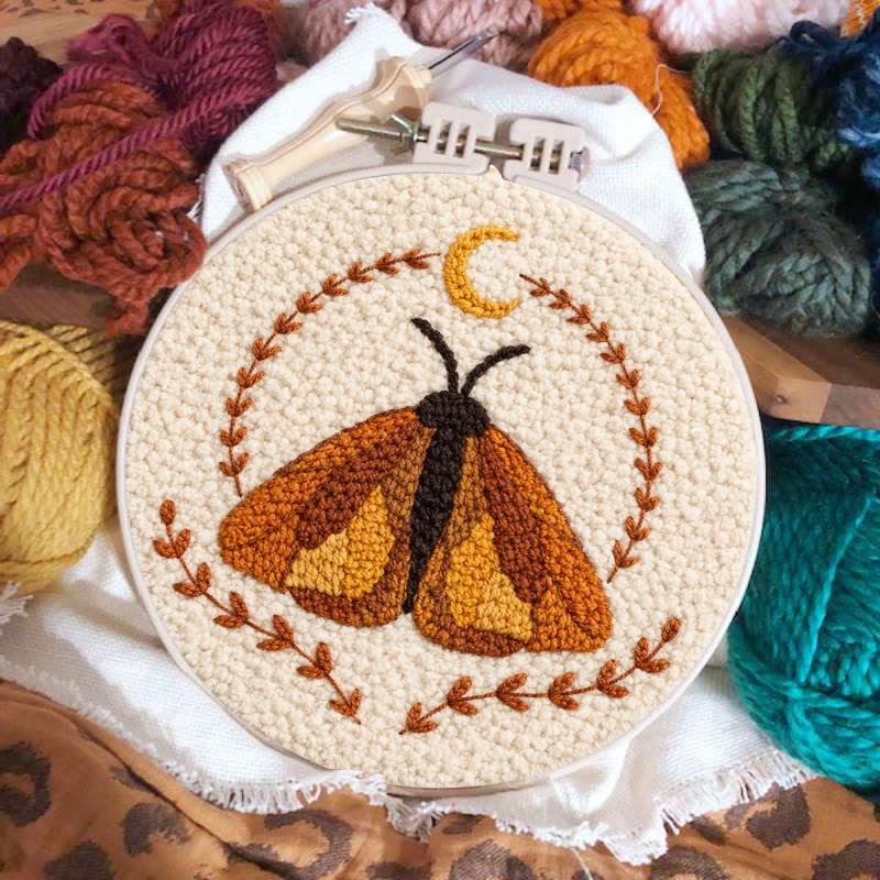 Moon Moth Wreath Punch Needle Kit - Newbie Friendly Diy | Atmospheric Home Decor - image 2