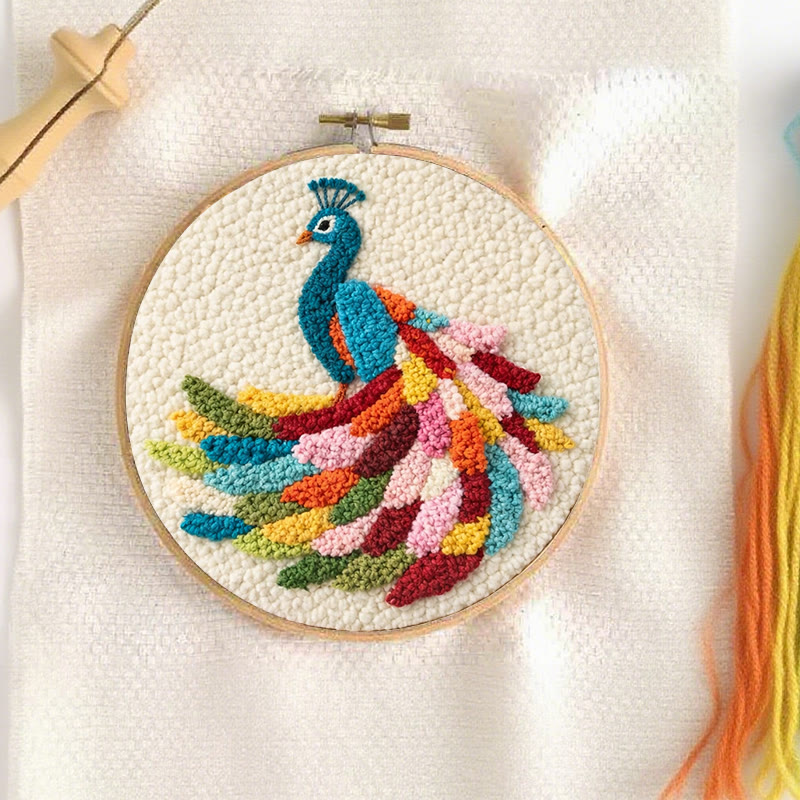 Colorful Peacock Punch Needle Kit - Playful Handcraft | Top Gifting Choice - image 3