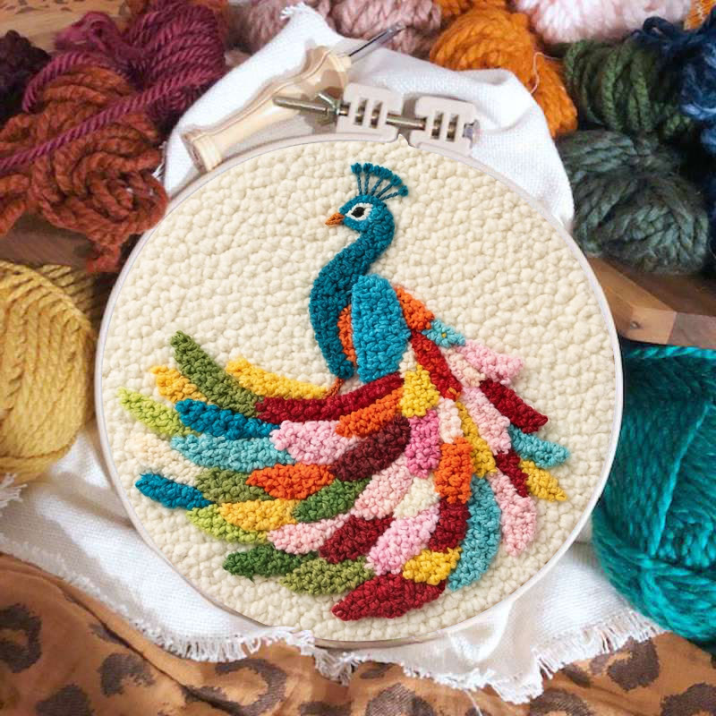 Colorful Peacock Punch Needle Kit - Playful Handcraft | Top Gifting Choice - image 2