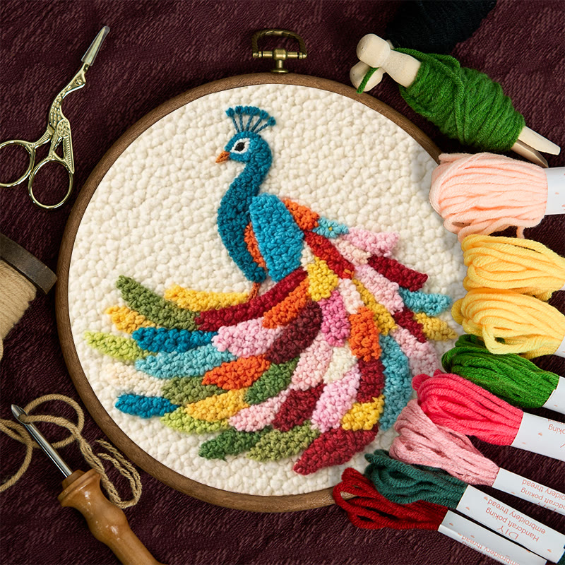 Colorful Peacock Punch Needle Kit - Playful Handcraft | Top Gifting Choice - image 11