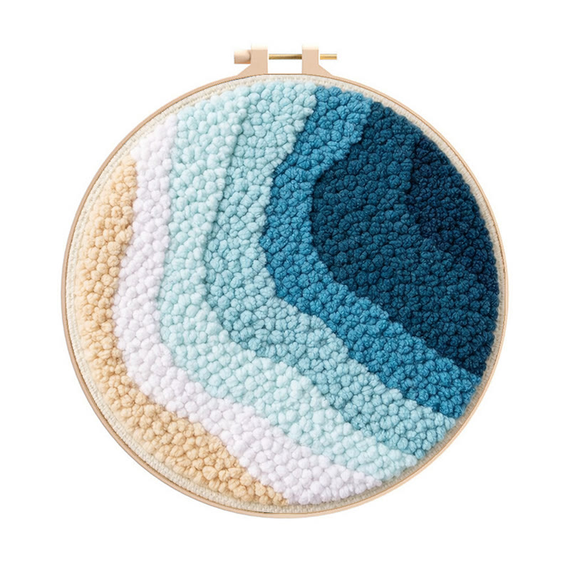 Coastal Wave Punch Needle Kit - Novice Friendly Diy | Charming Home Touch - 8 inch Hoop Kit - image 1