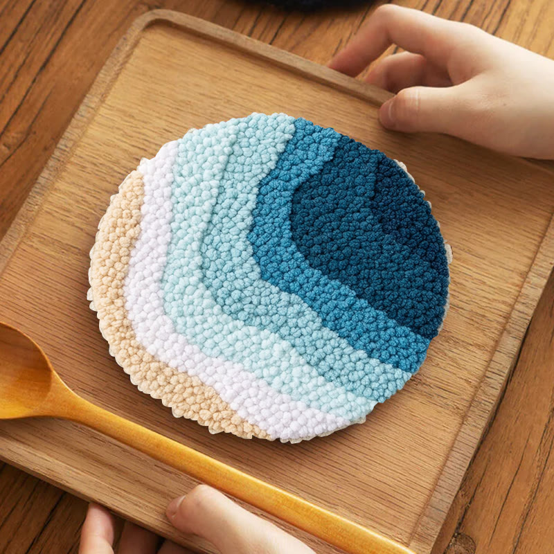 Coastal Wave Punch Needle Kit - Novice Friendly Diy | Charming Home Touch - 5 inch Coaster Kit - image 4