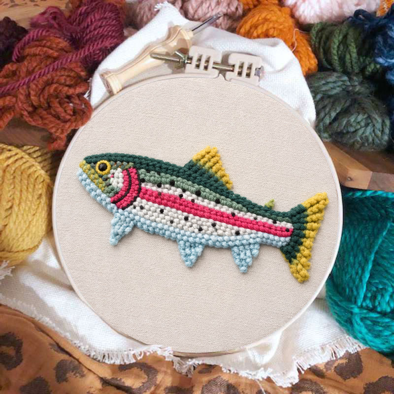 Rainbow Trout Punch Needle Kit - Hassle-free Craft | Thoughtful Gift Pick - image 2