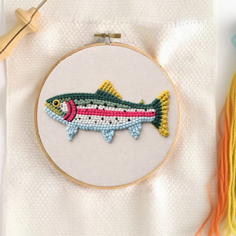 Rainbow Trout Punch Needle Kit - Hassle-free Craft | Thoughtful Gift Pick - image 3