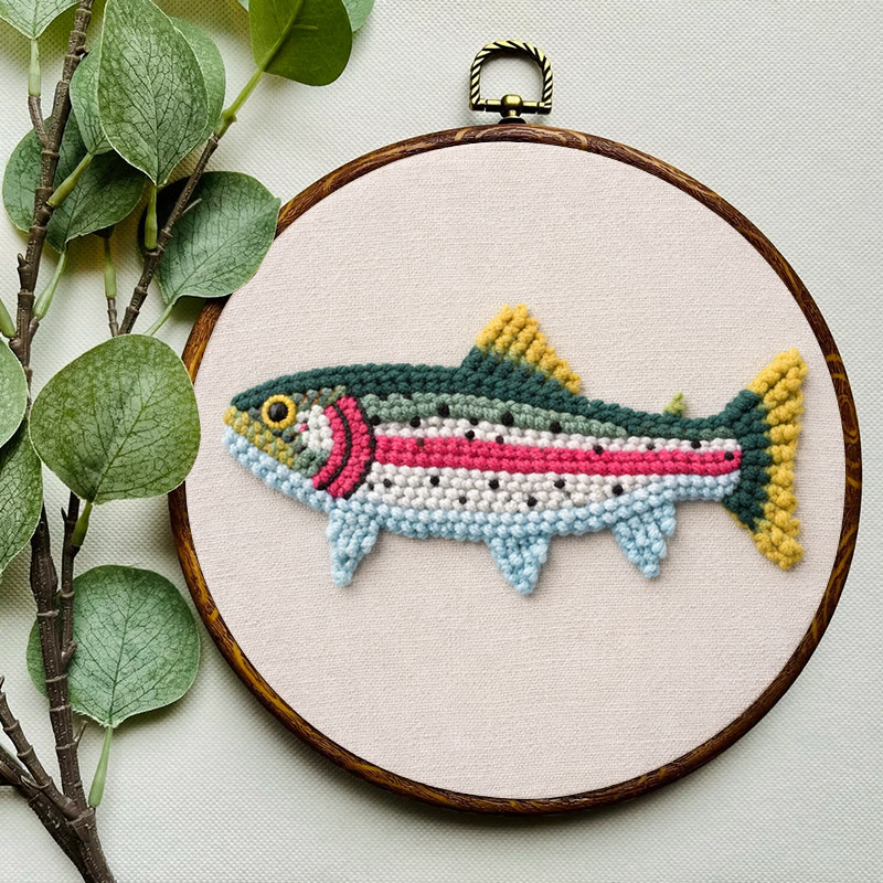 Rainbow Trout Punch Needle Kit - Hassle-free Craft | Thoughtful Gift Pick - image 5