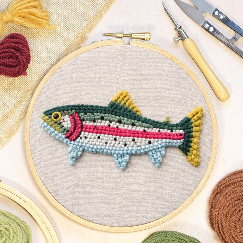 Rainbow Trout Punch Needle Kit - Hassle-free Craft | Thoughtful Gift Pick - image 4