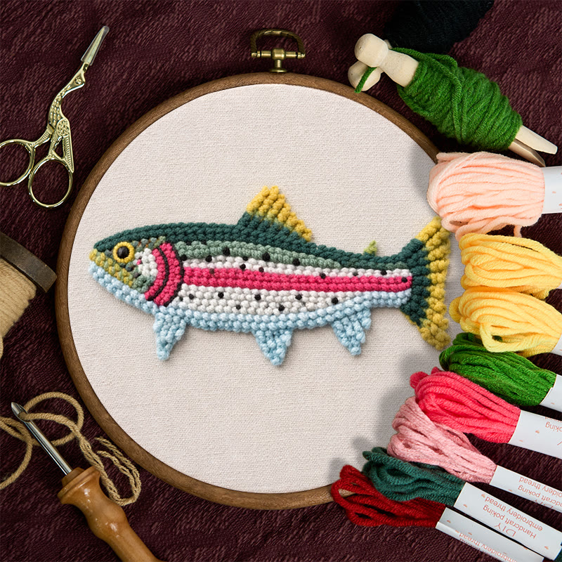 Rainbow Trout Punch Needle Kit - Hassle-free Craft | Thoughtful Gift Pick - image 9