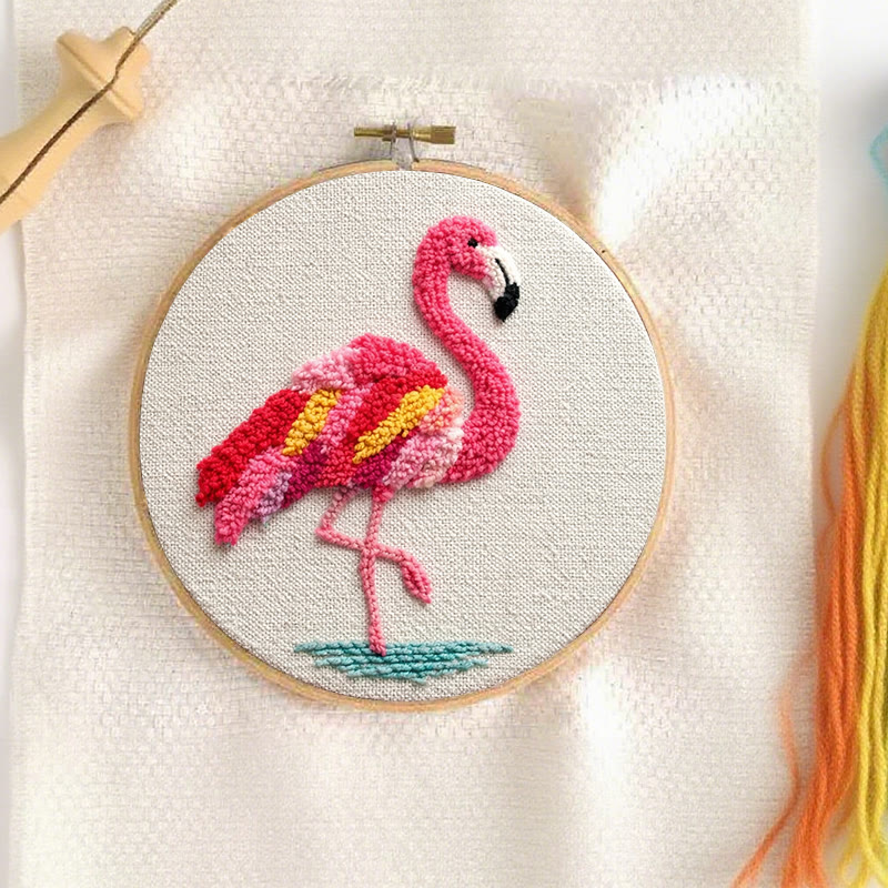 Tropical Flamingo Punch Needle Kit - Delightful Handcraft | Eye-catching Home Addition - image 2